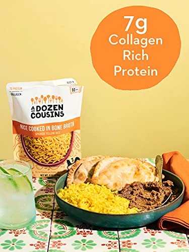 A Dozen Cousins Microwave Rice Cooked in Chicken Bone Broth | 7g Protein with Collagen | Rice for Meals, Sides (3 Flavor Variety Pack, 6 Pack)