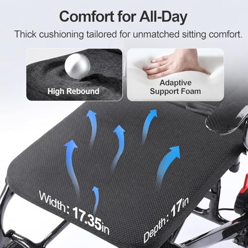 Image of 25 lbs Carbon Fiber Electric Wheelchair with Remote & Rear Controls for Adults, 29-Mile Range with Dual Batteries, Stable Front-Folding Lightweight Power Chair, Airline Approved Travel Chair, Black