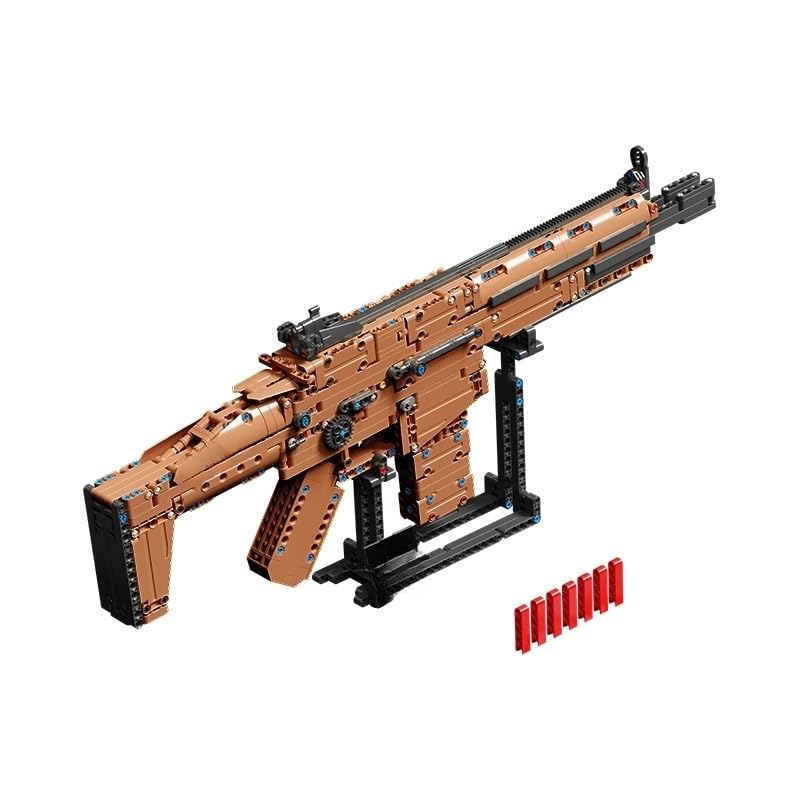 Technic Gun Building Blocks, 1090+ Pieces SCAR Assault Rifle Blocks Set, Shootable Gun Military Weapon Model for Adults Teens