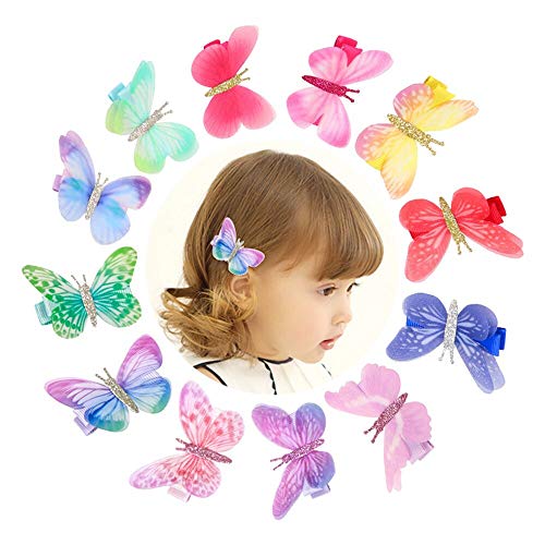 DARKLATER Butterfly Hair Clips for Girls,for Toddler Girls,Baby Girls and Women,Cute Hair Clips,Beautiful Hair Accessories,12 PCS