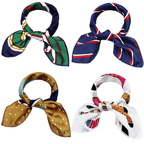 NATUCE 4PCS Bufanda Cuadrada para Mujer 48 * 48CM, Pañuelos cuadrados de...