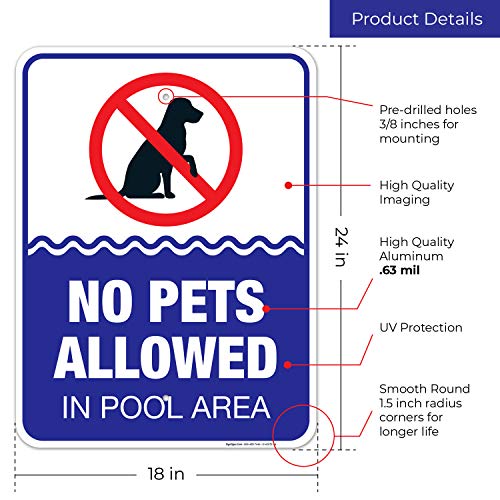Cartel de aluminio 18x24 pulgadas No mascotas en piscina miniatura 3