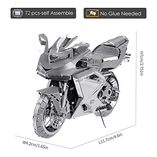 Piececool 3D Metal Puzzles For Adults, Diy 3D Motorcycle Model Kits, Brain Teaser Puzzles For Teen Students Men Craft Kits Toys, Great Birthday Gifts, 72 Pcs #TOP1