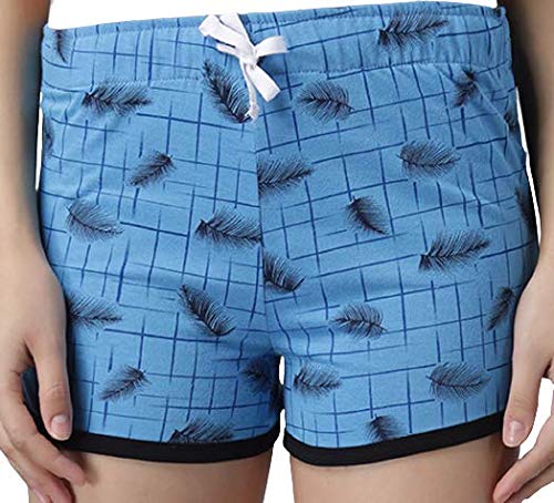 Image of KOTTY Cotton Printed Women's Night Shorts (Sky Blue,34)