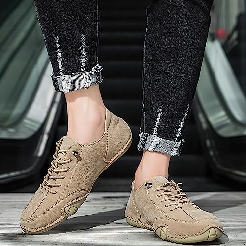 Image of baobeijiadao Men's Beck Shoes Waterproof Non Slip High Top Chukka Boots Handmade Suede Caual Outdoor Sneakers