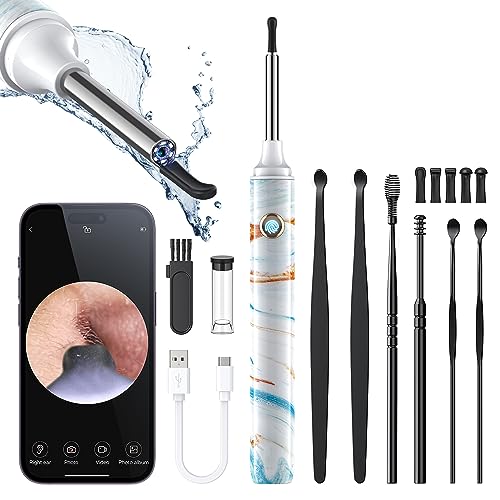 Image of Ear Wax Removal Tool Camera - Ear Cleaner with 1080P HD Camera, Otoscope with Light, Earwax Removal Kit for iPhone, iPad, Android Phones (Bright White)