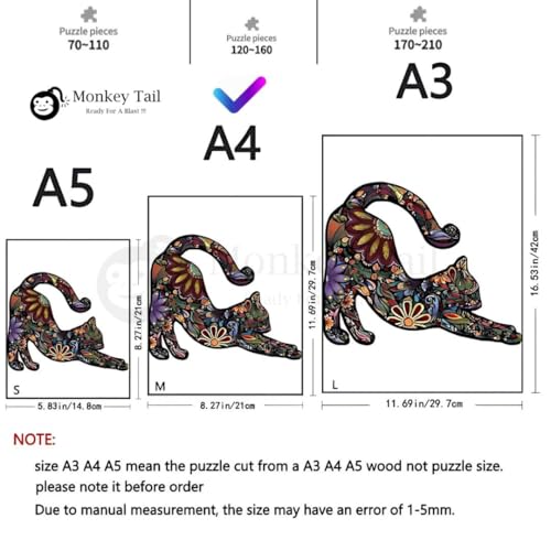 Image of MONKEYTAIL Whimsy Wooden Jigsaw Puzzle for Adults & Kids - Laser-Cut Pieces, 3D Puzzle Box as Birthday Gift for Boys & Girls - Brain Teaser, Home Decor & Family Game (FLCT, Size: Medium)