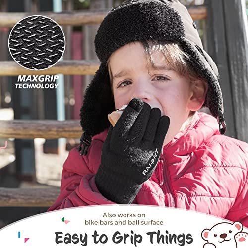 Image of Rahhint Kids Winter Gloves for Boys Girls Children Toddler Thermal Wool Knit Gloves with Insulated Fleece Lining Keep Hand Warm Gift