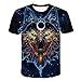 ASHGNV Motif de Loup Magique T-Shirt Motif imprimé 3D Séchage Rapide T-Shirts d'été décontractés-3XL