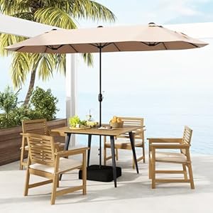 Tangkula 4-Person Outdoor Dining Table, 42.5” Acacia Wood Patio Table with 1.9” Umbrella Hole, Metal Legs & Adjustable Foot Pads, Farmhouse Bistro Table for Garden, Poolside & Backyard Tangkula 4 Person Outdoor Dining Table 425 Acacia Wood Patio Table with 19 Umbrella Hole Metal Legs Adjustable Foot Pads Farmhouse Bistro Table for Garden Poolside Backyard