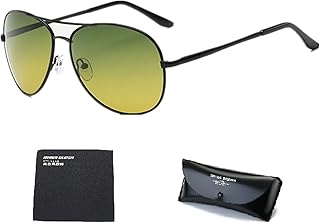 Runworld Night Driving Glasses Night Vision Aviator Anti Glare Polarized Eyewear Cycling Goggles for Men Women (Black)