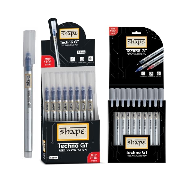 Shape Techno GT Free Ink Roller Pen,Blue ink,Pack of 10-image-20