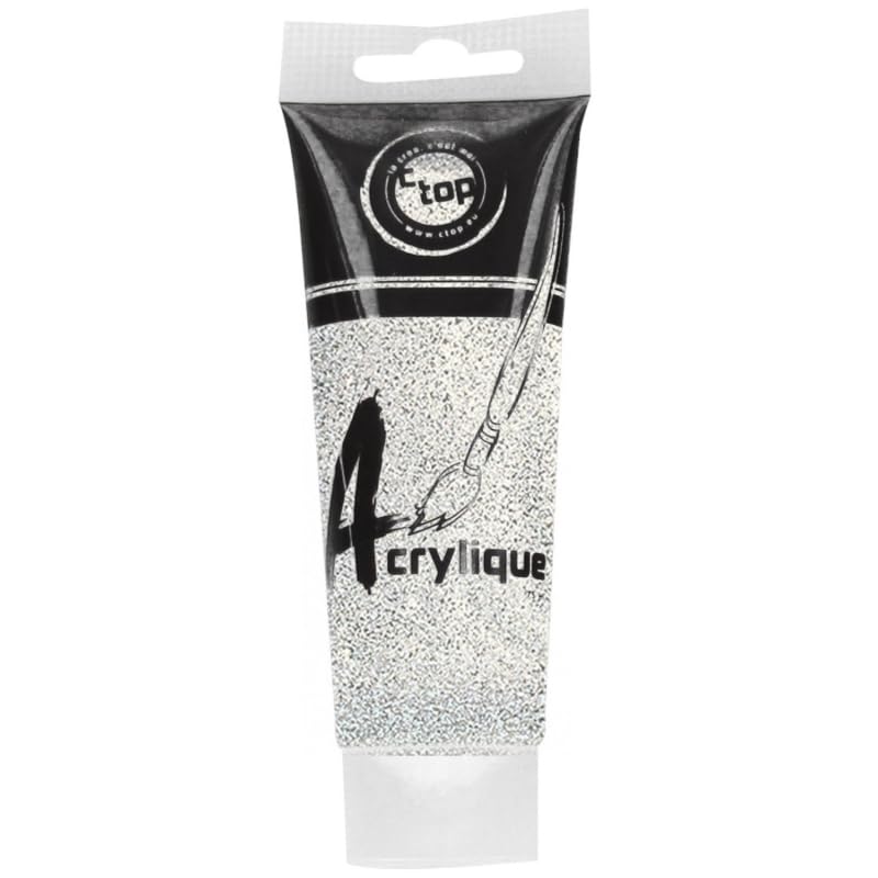 MÉGACRÉA Peinture acrylique pailletée argent 75 ml