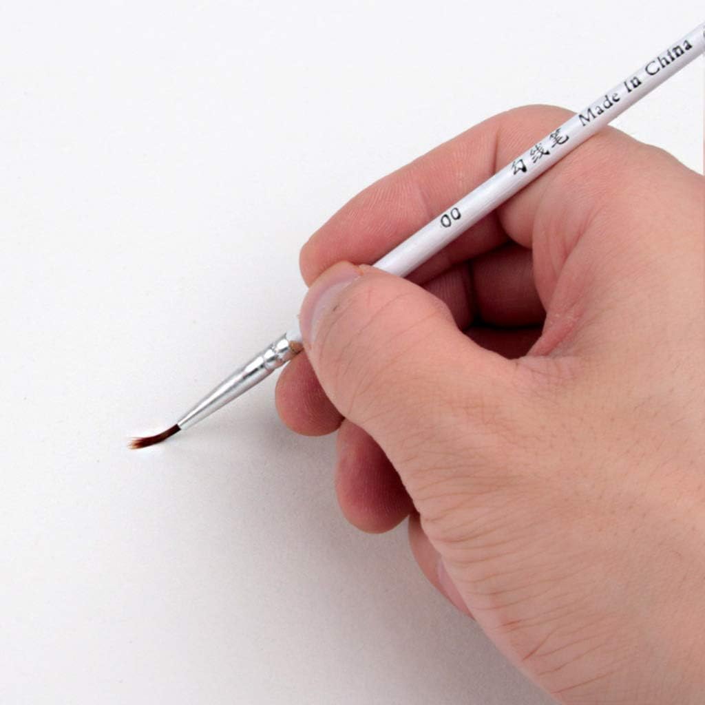 Kemelo 3Pieces 0 00000 Hook Line Pen Pinceles De Dibujo De Punta Fina Profesional Para Acrílico, Juego De Pinceles De Pintura, Blanco