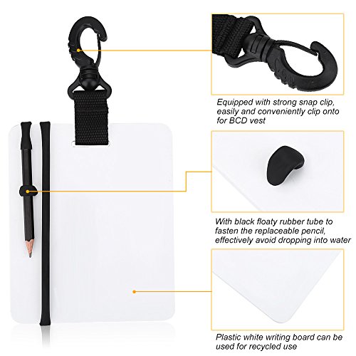 Diving Writing Slate Board, Diving Dive Writing Slate Portable Sports Diving Board with Swivel Clip and Graphite Pencil for Diving Swimming Accessory