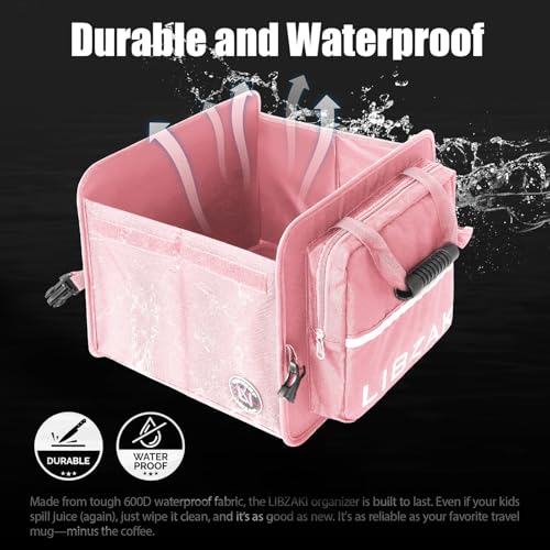 Image of LIBZAKI Car Trunk Storage Organizer, Collapsible Trunk Storage Box for Car Truck SUV-Pink