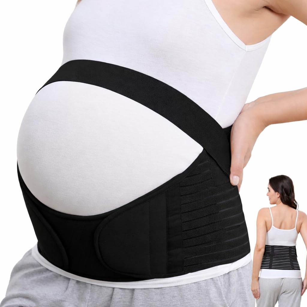 Ottiac Maternity Support Belt for Pregnancy | Adjustable Back & Belly Support Band for Expecting Mothers | Soft, Breathable & Comfortable Waist Support | Prenatal Belly Band (Black)-image-49