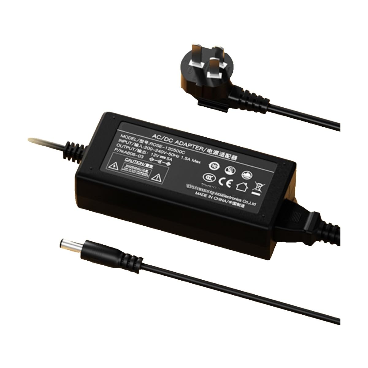 Adaptateur Secteur 12V 5A DC5,5x2,5mm Droit AC