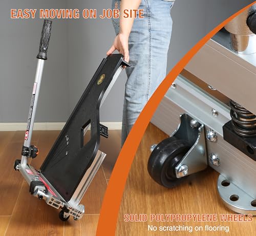Image of CUTTEREX 13 inch Laminate /Vinyl Floor Cutter-JUST ONE STEP Easy Angle & Length Cutting, Flooring Tools - Cuts Vinyl Floor, Engineered Wood, LVP, LVT, VCT, SPC, WPC, HSS Blade Mounted, LED Light /Wheels
