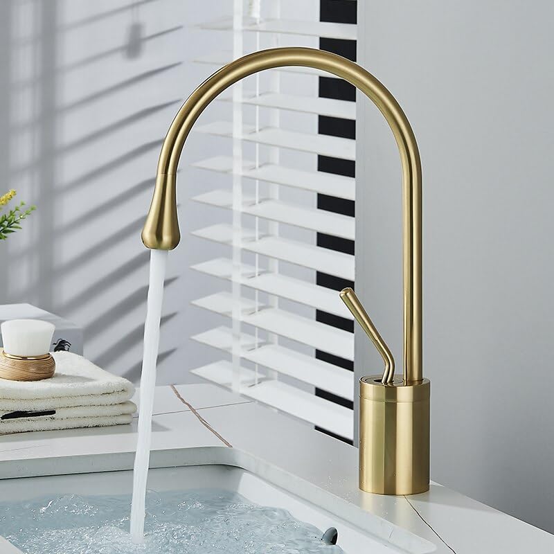 Mitigeur de lavabo rotatif 360° en laiton contre les éclaboussures