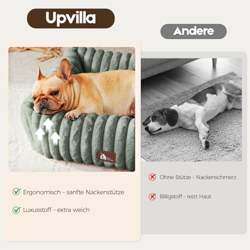 Upvilla Luxusweicher Hundekorb, Super Weiches hundebett Grosse Hunde, 4-seitiges Nackenkissen, Abnehmbare Waschbare Hundematte, Hundesofa mit Griffen, Haustierbett (Dunkelgrau, 109 * 76 * 20cm)