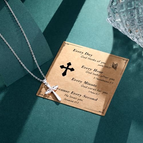 D Dongjiangjin Gift Cross Necklace Women Christian Confirmation Baptism Easter Christening Holy Communion Gifts for Girls Women - Image 5