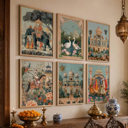 Image of kotart Pichwai Wall Art Painting for Wall Decoration - Framed Wall Painting for Living Room Bedroom Office Room Decor - Premium Digital Madhubani Art Paintings with Frame for Home Decor - (10x13 inch, I)