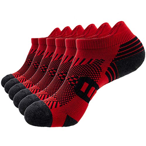 Mens Athletic Running Ankle Socks Light Cushioned Tab Sports Low Cut Socks (5/6 Pack) /w Arch Compression