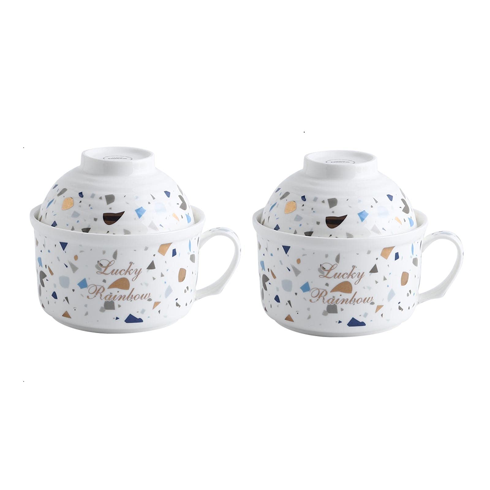 WOTZOV Salad Fruit Bowl 2 Ceramic Soup Bowls With Handles Ceramic Soup Bowls,Grains And Stews,Soup With Lid For Kitchen,Breakfast Bowls Ramen Bowl