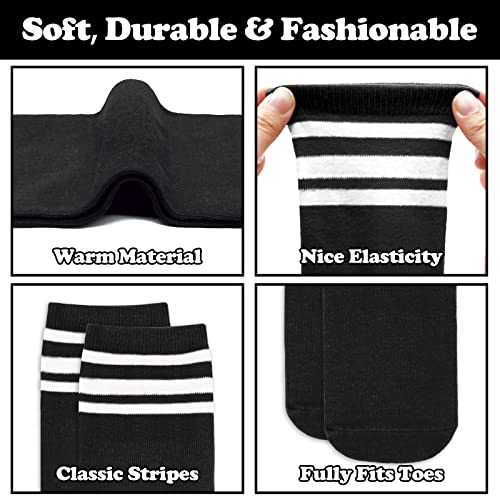 Image of Sarfel Kids Soccer Socks Toddler Soccer Socks Girls Boys Soccer Socks Kids Tube Socks with Stripes Toddler Knee High Socks, 2 Pack Black /White, Black /White, 6-9 Years