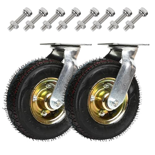 6 8 10 Inch Heavy Duty Industrial Caster Wheel Set of 2, Dou...