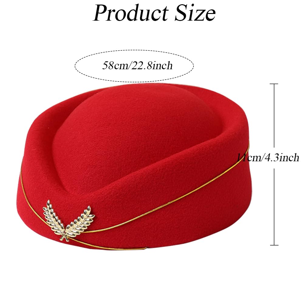 5PCS Red Airline Stewardess Costume Accessories Set Cosplay Outfit Flight Hat Sunglasses Scarf Gloves Brooches For Party Dress-up - Image 2