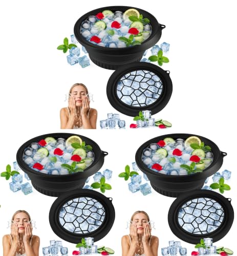 Image of LUMONY (Pack of 3) Ice Face Bowl Silicone Face Ice Bowl For Ice With Built-In Ice Tray Collapsible Face Tub For Ice Bath, Facial Ice Plunge Bowl Ice Water Facials at Home Women & Men