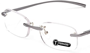 TERAISE Rimless Reading Glasses Spring Hinge Glasses for Reading with Cases Men and Women