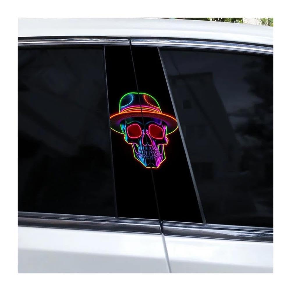 Body Parts 1pair Cool Skull Car B-Pillar Decoration Sticker Vinyl Cover Scratch Decal(B)