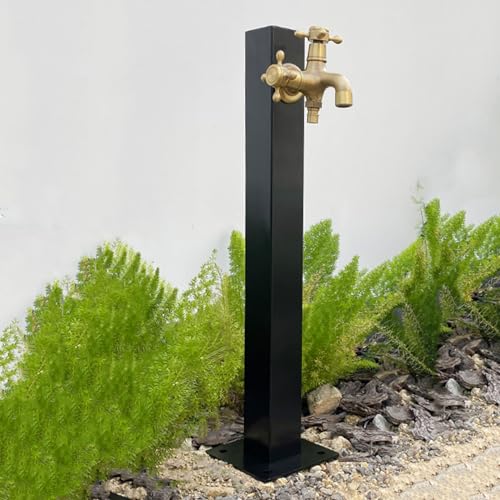 Columna vertical de jardín de acero inoxidable 304, soporte de manguera independiente con grifo de bloqueo, dispensador de agua anticongelante y fuente para riego