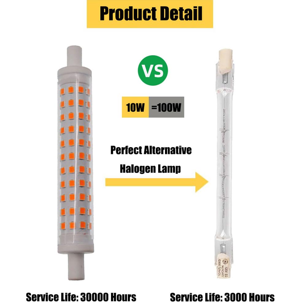 10W 1000LM R7S J118 Bombillas LED Regulables de Cuerpo cerámico AC 110~130V/220~240V 100W Bombillas halógenas de tungsteno Bombillas de Repuesto para iluminación de Taller Lámparas de pie