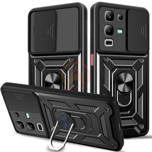 Image of Armor Bumper Back Cover Case for Infinix Note 50S 5G+ Rotating Camera Cover, Ring Holder & Kickstand | Heavy Duty & 360 Degree Protection Infinix Note 50S 5G+ Back Cover (Black)