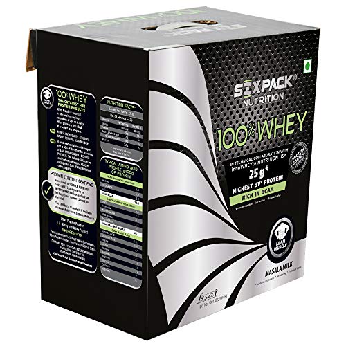 Image of Six Pack Nutrition Whey Protein Powder, with 25 g of Protein Per Serving and More Than 5.6 g of Naturally Occurring BCAAs (4kg, Masala Milk)