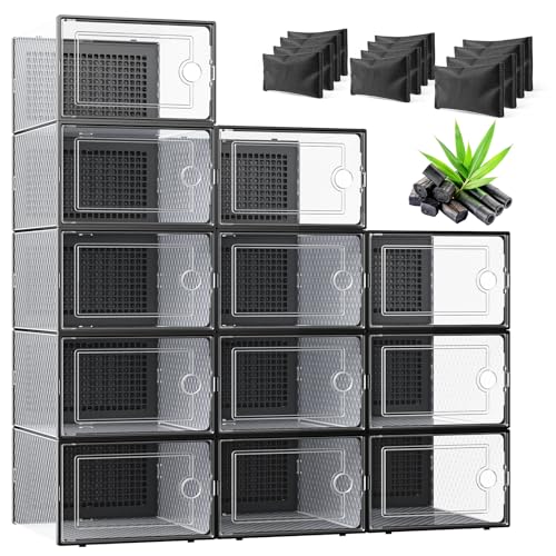 Kuject Activated Charcoal Shoe Organizer, 12 Pack XL...