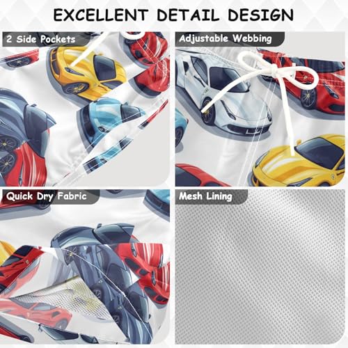 Pigsaly Boys' Swim Board Shorts Yellow Green Black Red Blue Sportcar Boy's Swim Trunks Kids Swimwear S3