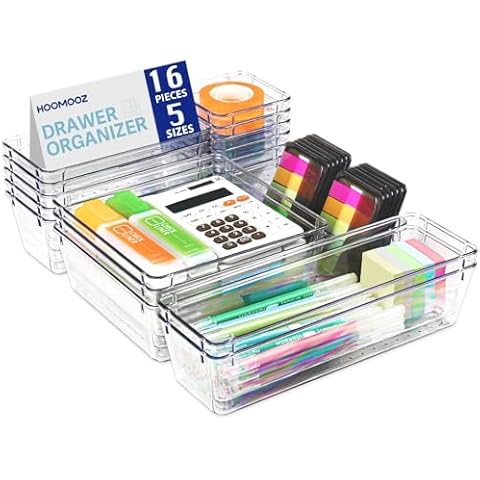 HOOMOOZ 16 Pack Clear Drawer Organisers Cover