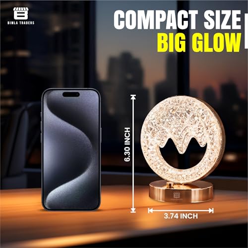 Image of CRAE Mountain Shape Crystal Table Lamp Cordless Luxury with Touch Sensor Control | Desk Night Study Light | Diamond Nightstand | Party Decor