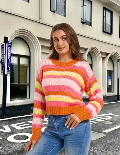 Image of Madewell Women's Cropped Knit Pullover Sweater, Orange (US, Alpha, X-Small, Small, Regular, Regular, Orange)