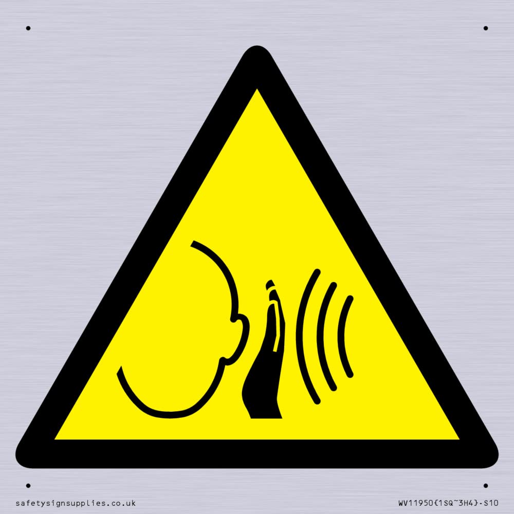 W038 Warning: Sudden loud noise Sign - 100x100mm - S10