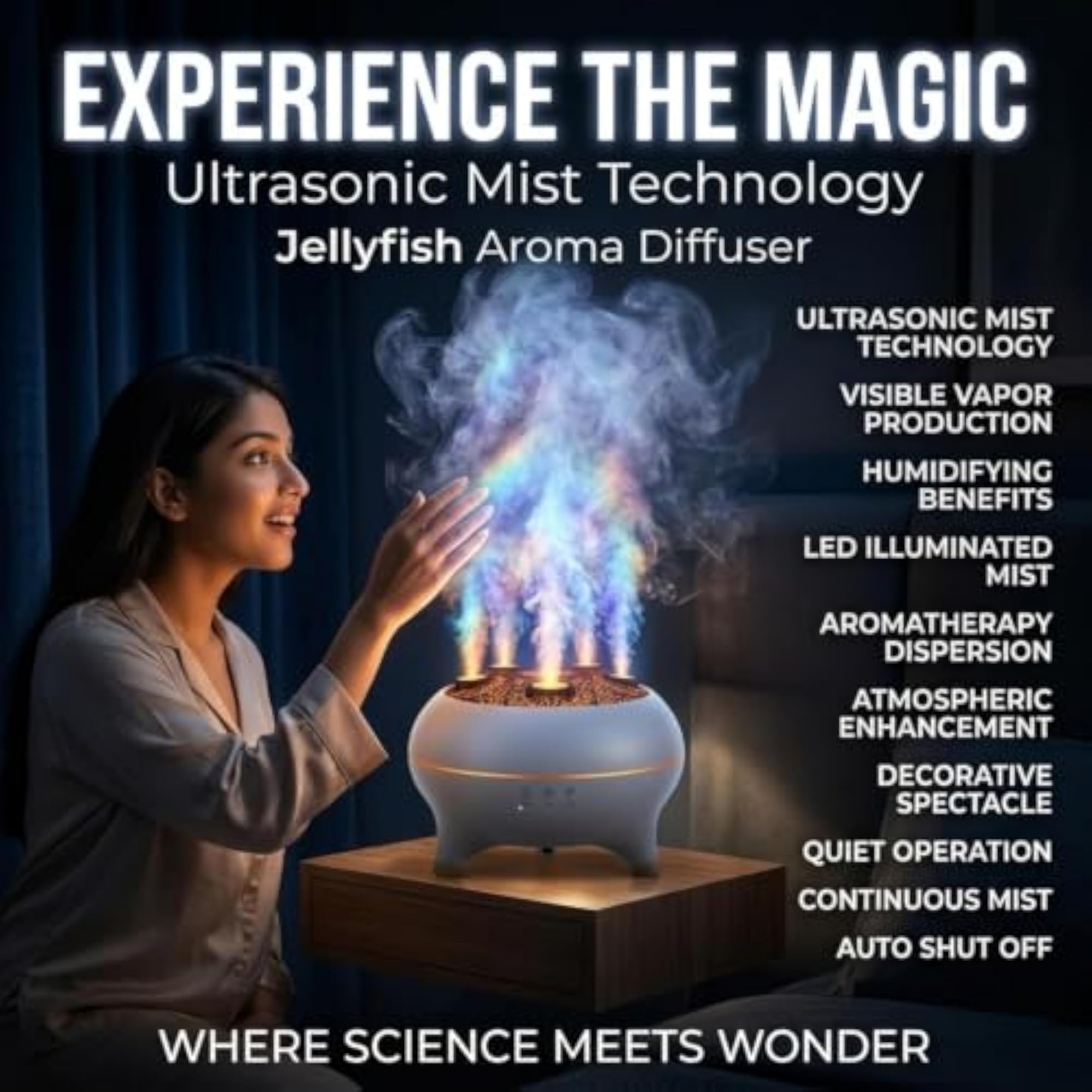 Luxurious Jellyfish Aroma Diffuser with LED Night Light