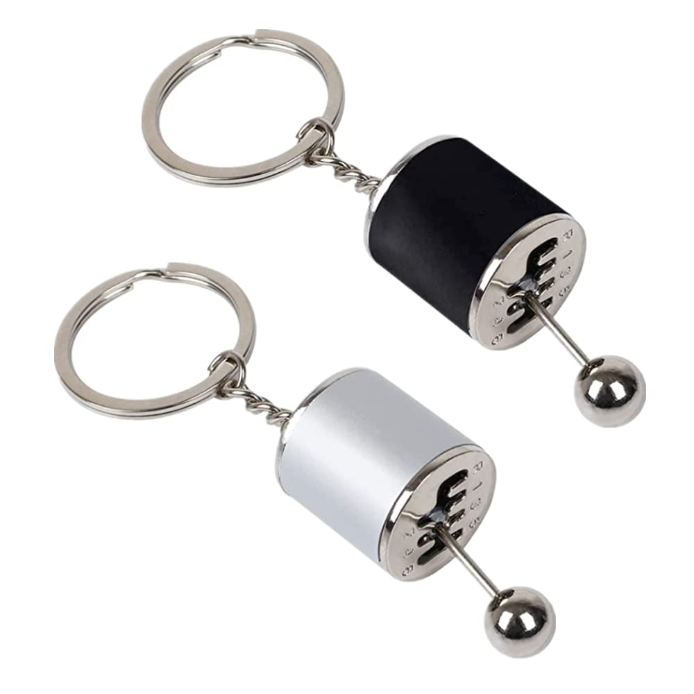 2 PCS Car Shifter Keyring Creative Auto Gear Shifter Model Keychain for Car Decor Accessories, White, Black (HDS004)
