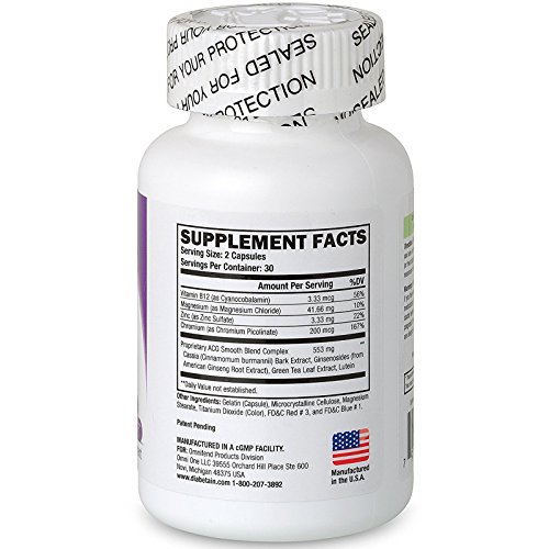 Diabetain Type 2 Diabetes Supplements - Blood Sugar Control Stabilizer Support Supplement - Clinically Tested Diabetic Glucose Balance Formula with Vitamins for Eye Health & Energy - 60 Capsules