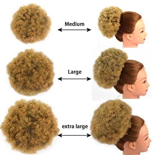 Afro Puff Drawstring Ponytail Extension Short Synthetic Afro Kinky Curly Puff Ponytail for Natural Hair Clip On Kinky Drawstring Curly Ponytail Bun Hairpieces (Large,T1B/27# ) - Image 4
