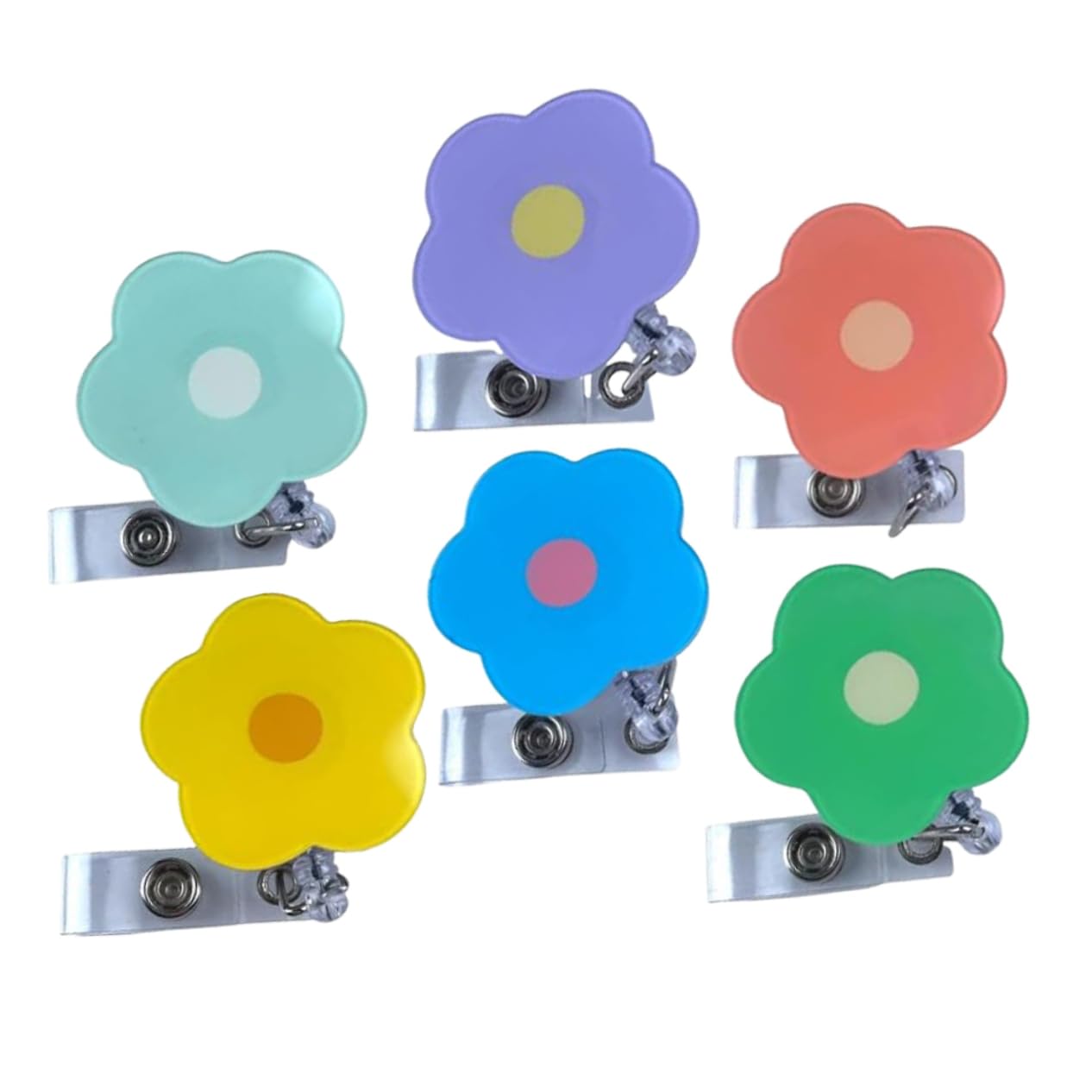 DOITOOL 4 Set Clip Retrattile Fiore Per Tesserini Portabadge Multi Per Infermieri E Studenti Accessorio Per Carte Facile Trasportare E Decorativo 6 Pezzi * 4